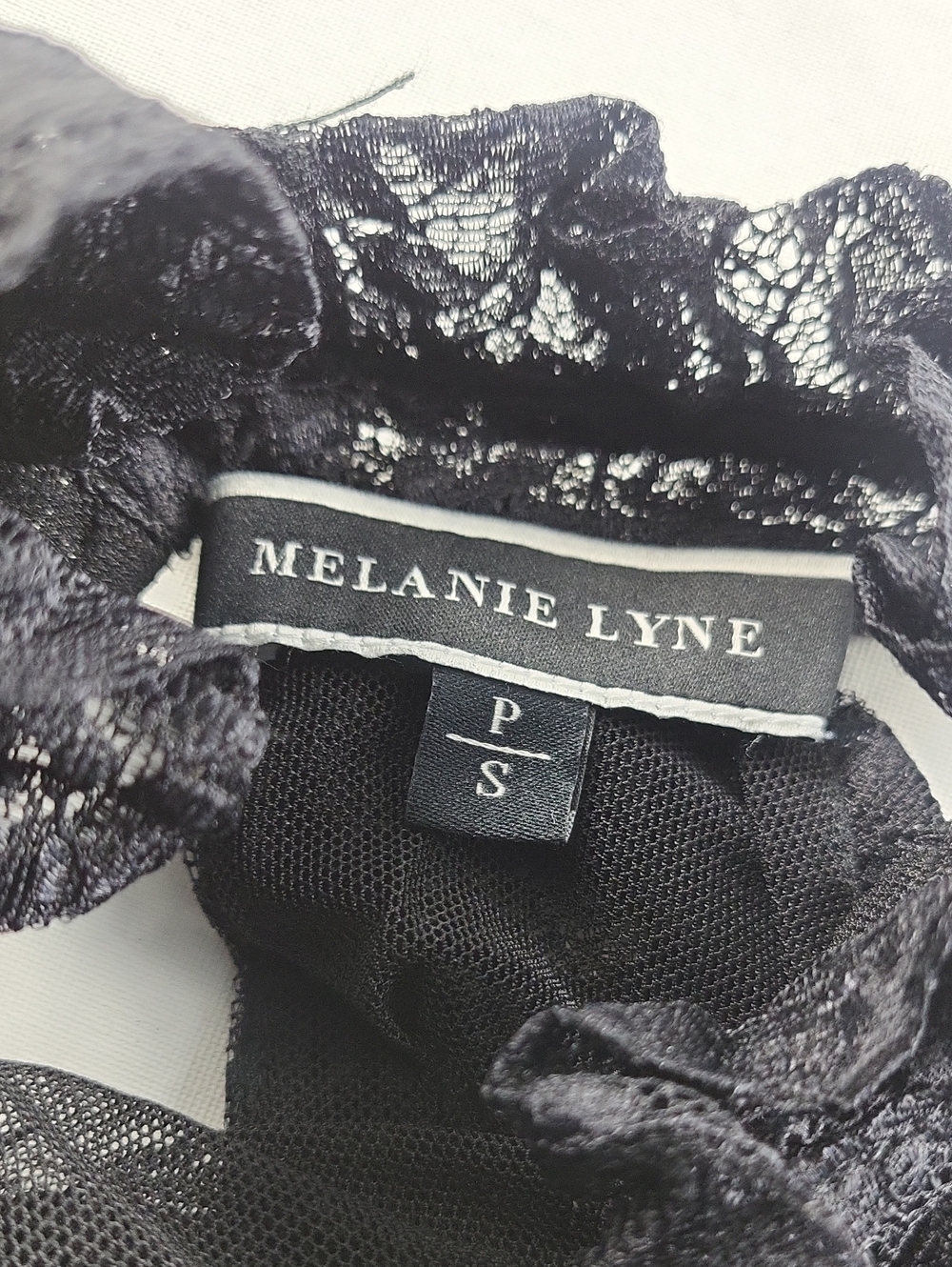 Melanie Lyne Black Lace Tiered Ruffle Mock Neck Sleeveless Top - Picture 9 of 9